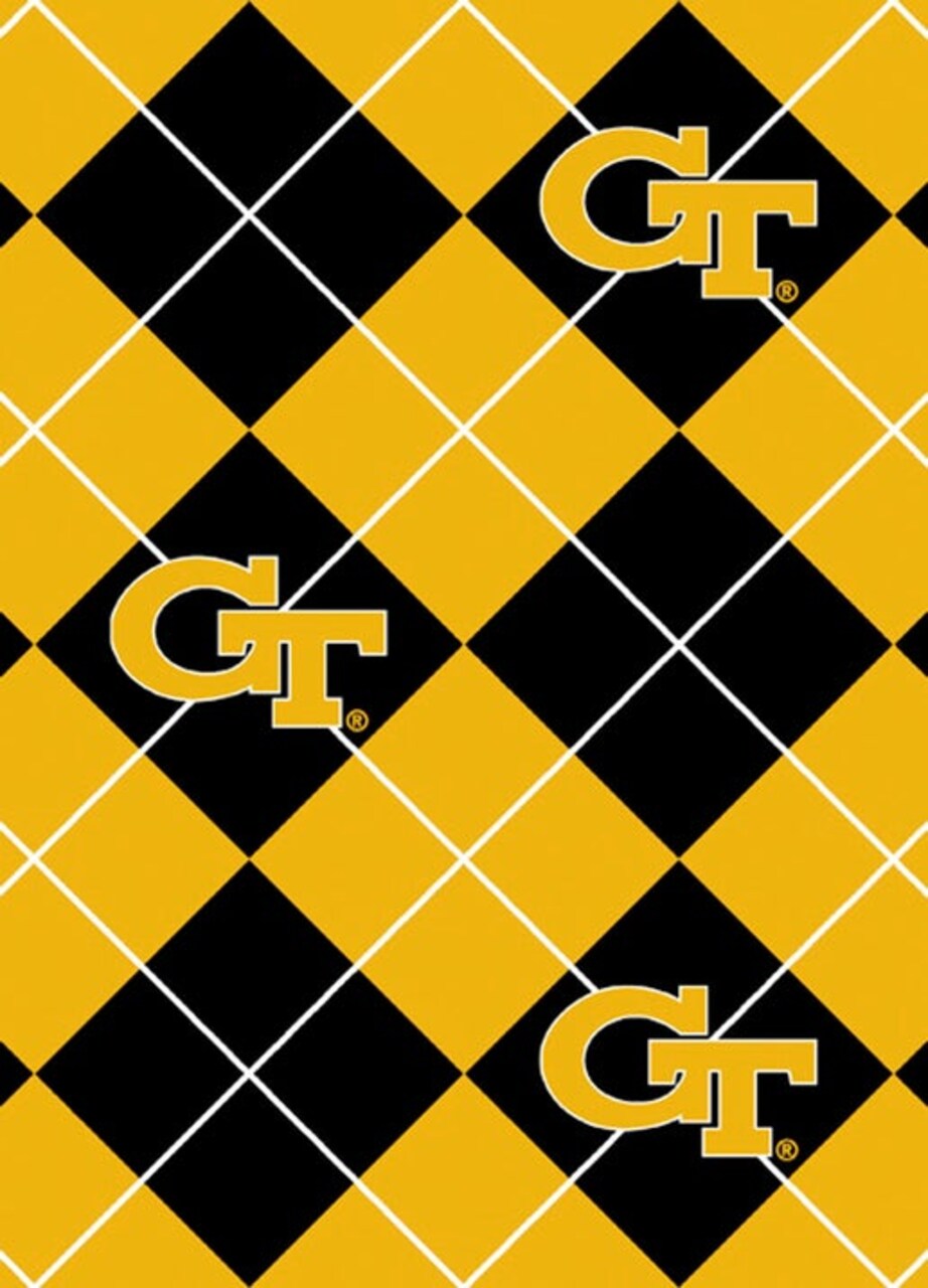Licensed NCAA Georgia Tech Argyle Fleece GT-095 Fabric by the Yard